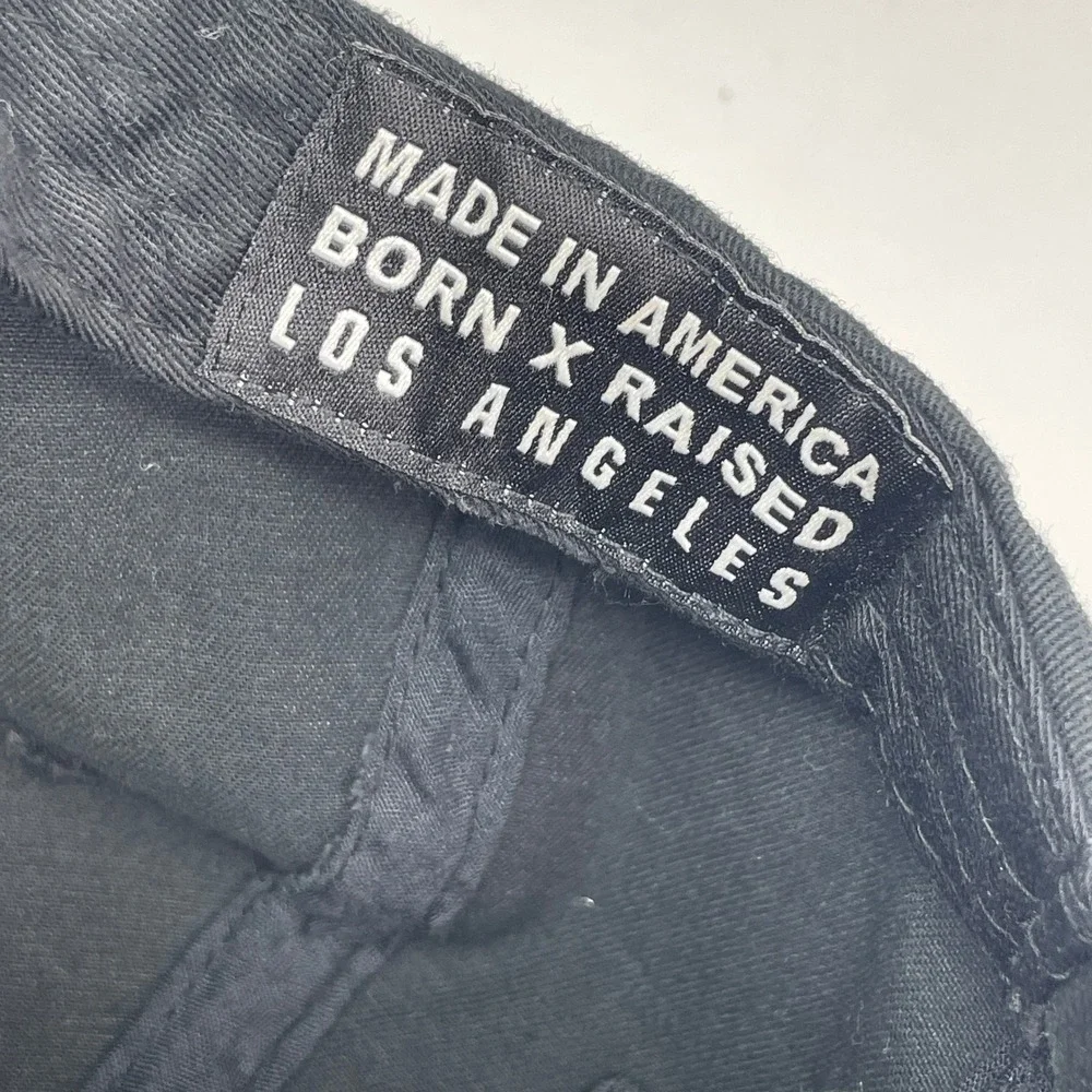 Born X Raised Los Angeles Black Strapback Dad Hat Embroidered X Logo USA Rare - Picture 8 of 9